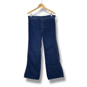 Vintage 70s Hang Ten Corduroy Wide Leg Pants Bell Bottoms Men 34 Navy Blue Retro